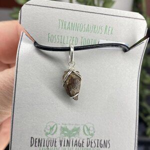 Real Rare Small T-Rex Tooth Pendant in custom choice of metal and necklace